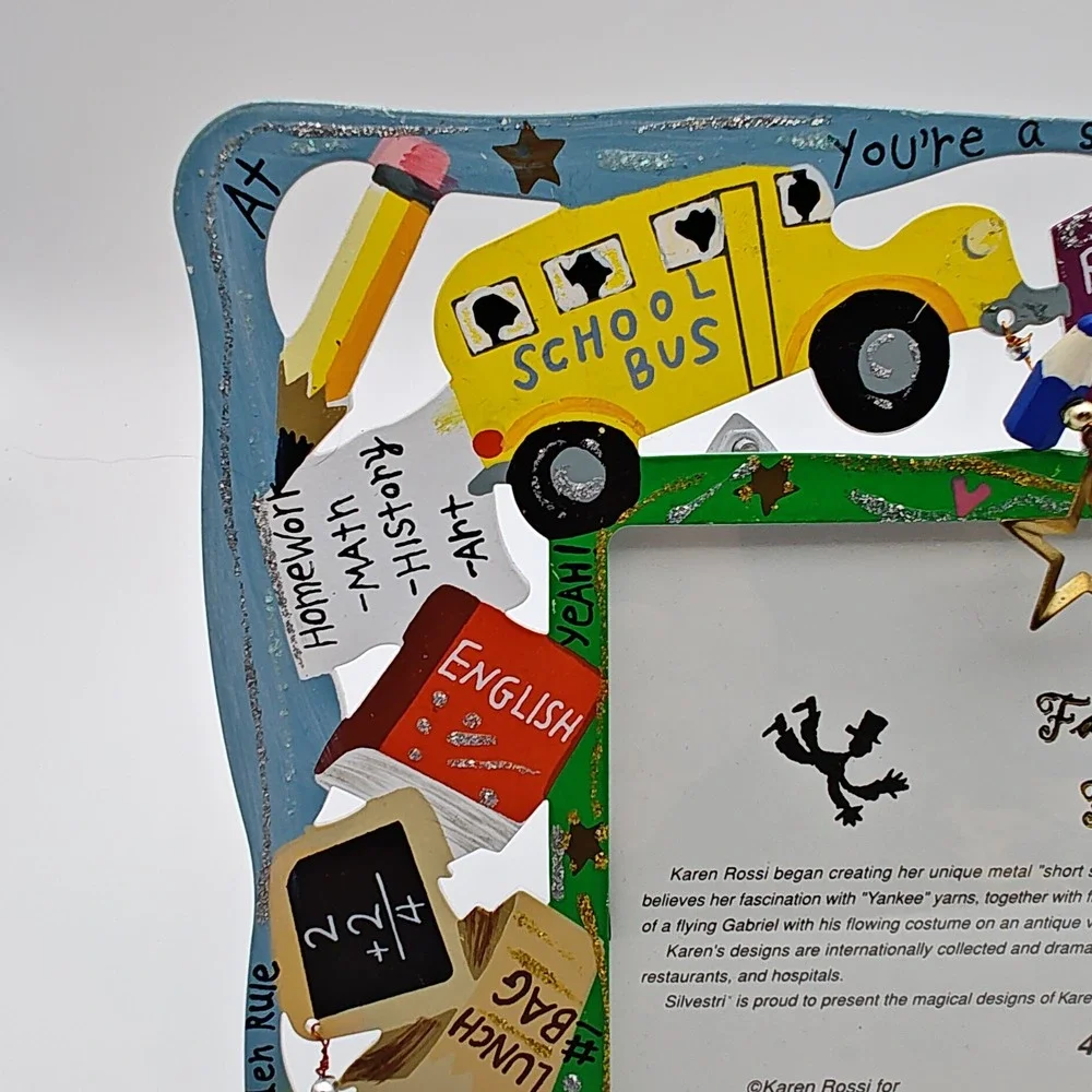 Karen Rossi Silvestri Fanciful Flights‎ Teacher Frame 4x6 School Bus Vintage